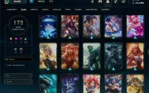 Conta Ferro 1 com 100 Champs e 172 Skins + 3 Prestigios
