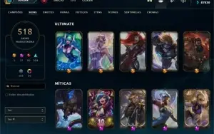 Vendo conta League Of Legends com 518 Skin, e 15 Skin Ed. Pr