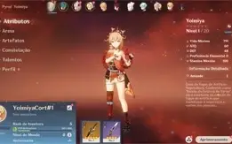 Conta Genshin Impact AR5 com Yoimiya e Cortador de Montanhas