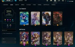 Conta lol mais de 20 míticas, e muitos itens raros