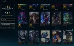 Unranked com 100 Champs e 27 Skins + 2 Fragmentos