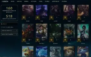 Unranked com 100 Champs e 27 Skins + 2 Fragmentos