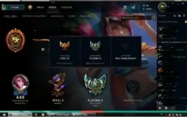 CONTA LOL/ PLATINA 2 SOLO/DUO GOLD 4 FLEX/ 186 SKINS