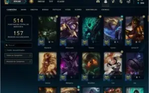 Conta platina 4 com 105 skins, 135 champs e 60 cromas