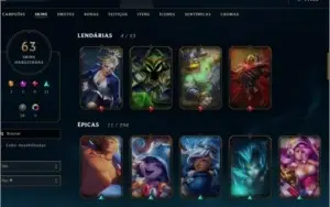 CONTA LOL NÍVEL 64 COM 133 CAMPEÕES E 64 SKINS