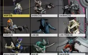 Warframe com 3900 de platina espaço pra 40 wf e 200 armas PC