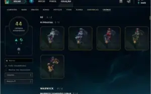 Conta de LOL, todos campeões habilitados, mais de 300 skins