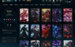 Unranked com 140 Champs e 202 Skins +1 Prestigio