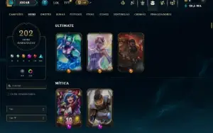 Unranked com 140 Champs e 202 Skins +1 Prestigio