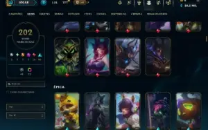 Unranked com 140 Champs e 202 Skins +1 Prestigio