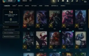 Ouro 1 com 30 Champs e 4 Skins