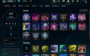 Ouro 1 com 30 Champs e 4 Skins