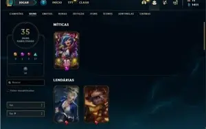 Conta Unranked com 71 Champs e 35 Skins
