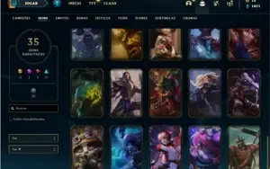 Conta Unranked com 71 Champs e 35 Skins