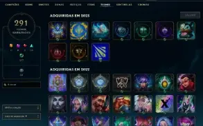 Conta Level 688, com 253 skins, todos os campeões e 25K EA