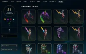 Conta Level 688, com 253 skins, todos os campeões e 25K EA
