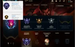 Conta Diamante 4, 64% de win rate, TODOS os champs e 78 skin