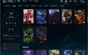 Conta Diamante 4, 64% de win rate, TODOS os champs e 78 skin
