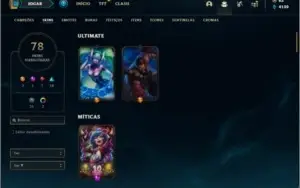 Conta Diamante 4, 64% de win rate, TODOS os champs e 78 skin