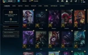 Conta Diamante 4 com 40 Champs e 8 Skins + 4 Fragmentos