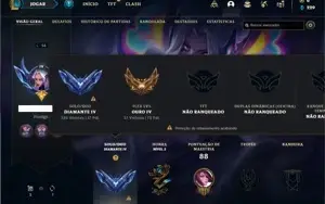 Conta Diamante 4 com 40 Champs e 8 Skins + 4 Fragmentos
