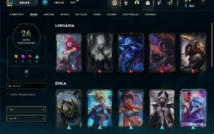 Unranked com 40 Champs e 26 Skins + 2 Fragmentos