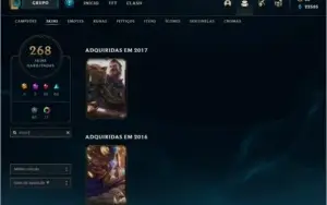 CONTA LOL 268 SKINS, TODOS OS CAMPEOES, PLATINA 3 NIVEL 268