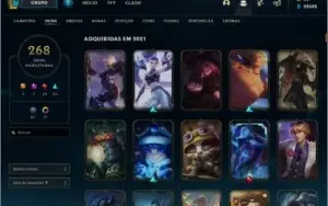 CONTA LOL 268 SKINS, TODOS OS CAMPEOES, PLATINA 3 NIVEL 268