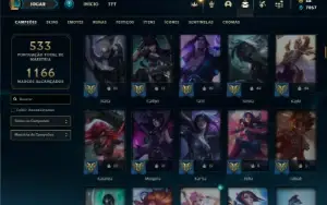 Ouro 4 com TODOS os champs e 282 Skins ( Main MID / SUP )