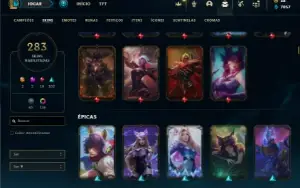 Ouro 4 com TODOS os champs e 282 Skins ( Main MID / SUP )