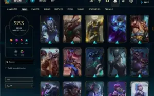 Ouro 4 com TODOS os champs e 282 Skins ( Main MID / SUP )