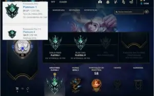 Conta platina 1 e platina 4 com 4 skins e 32 champs MAIN SUP