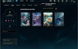 Conta platina 1 e platina 4 com 4 skins e 32 champs MAIN SUP