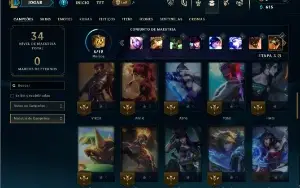 Ouro 1 com 45 Champs e 9 Skins