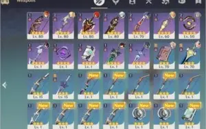 Genshin Impact AR47 Diluc + 2Childe + Vários 4Estrelas