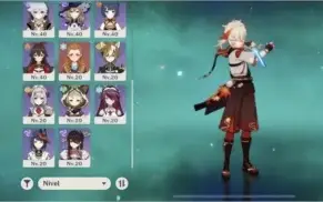 Ar37. kuzuha + juramento, Albedo, Diluc e Qiqi