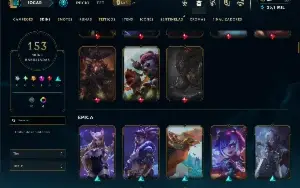 Ouro 1 com TODOS os champs e 153 Skins