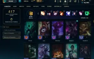 Ouro 2 com TODOS os champs e 136 Skins (SUP / TOP / MID)
