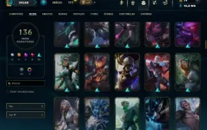 Ouro 2 com TODOS os champs e 136 Skins (SUP / TOP / MID)