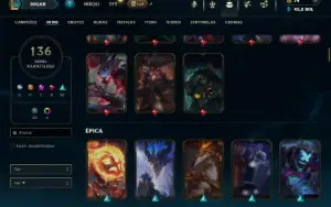 Ouro 2 com TODOS os champs e 136 Skins (SUP / TOP / MID)