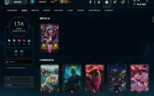 Ouro 2 com TODOS os champs e 136 Skins (SUP / TOP / MID)