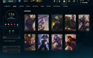 Ouro 2 com TODOS os champs e 136 Skins (SUP / TOP / MID)