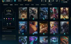 Ouro 2 com TODOS os champs e 136 Skins (SUP / TOP / MID)