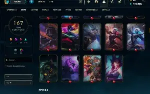 Ouro 4 com TODOS os champs e 167 Skins ( MAIN SUP )