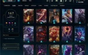 Ouro 4 com TODOS os champs e 167 Skins ( MAIN SUP )