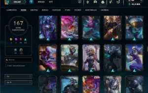 Ouro 4 com TODOS os champs e 167 Skins ( MAIN SUP )