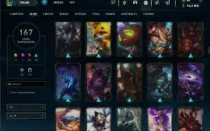 Ouro 4 com TODOS os champs e 167 Skins ( MAIN SUP )