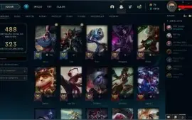Conta lol com skins , já foi plat agora esta ouro