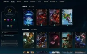 Conta League of Legends Nível 92 / 25 skins / 117 champs