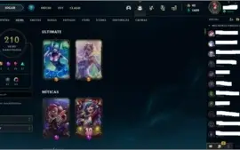 Conta League of Legends - 210 Skins - Platina IV